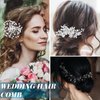 Maitys 44 Pieces Wedding Hair Comb Faux Pearl Crystal Bride Hair Accessories Hair Side Comb Clips U-shaped Flower Rhinestone Pearl Hair Clips for Bride Bridesmaid (Delicate Style)