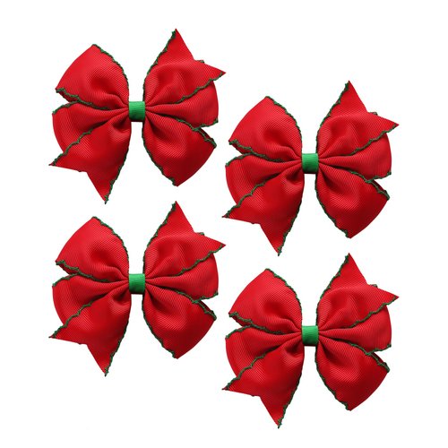 4Pcs Christmas Hair Bows Clips Ribbon Hair Accessories Red Green Xmas Barrettes Party Decorations for Women
