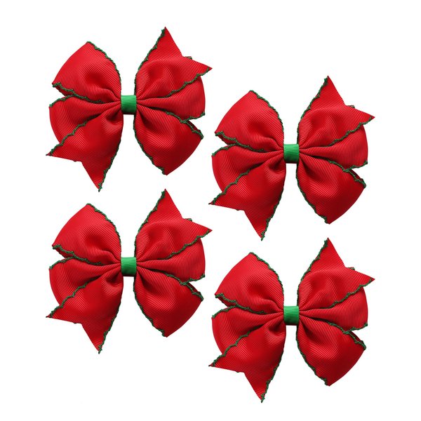 4Pcs Christmas Hair Bows Clips Ribbon Hair Accessories Red Green Xmas Barrettes Party Decorations for Women