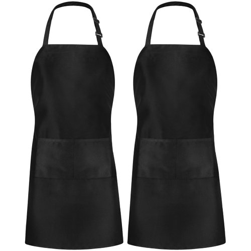 Utopia Kitchen 2 Pack Bib Apron, Adjustable with 2 Pockets, Water and Oil Resistant, Cooking Kitchen Chef Apron for Women Men