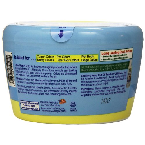 Citrus Magic Pet Odor Absorbing Solid Air Freshener, Pure Linen, 20-Ounce