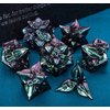 ARUOHHA DND Metal Dice Set Purple Green Dungeons and Dragons Dice with Box, 7PCS Leaf Design D&D Dice Handmade Polyhedral Dice RPG D and D Role Playing Games Dice D20 D12 D10 D8 D6 D4