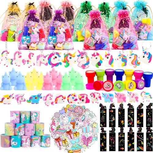 Unicorn Party Favors for Boys and Girls, 134 Pcs Unicorn Birthday Party Supplies Unicorn Gifts Pinata for Birthday Girls Age 3-5, 6-8, Unicorn Party Favors Bags Treat Bags for Graduation, Birthday