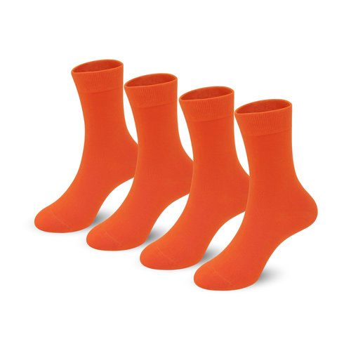 4-Pack Combed Cotton Kids Casual Socks Cool Crew Fashion Neon & Solid Colors Dress Socks Elastic Fit for Girls Boys (7-11 Years, Orange)