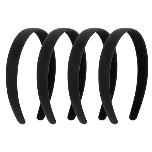 JIYIN 4Pcs Satin Black Headbands for Women, Plain Fashion Wide Hair Band, 2cm Elastic Non-Slip Plain Hairband for Women Cosplay Holiday Halloween DIY Costumes Crafts Gifts(4PCS)