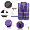 A-SAFETY High Visibility Mesh Safety Reflective Vest with Pockets and Zipper,Hi Viz Work Vest for Men Women (Purple Mesh XL)