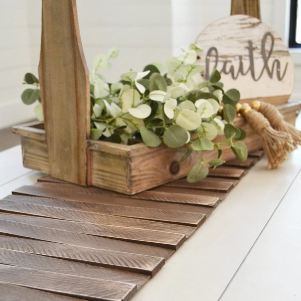 Wooden Table Runner,Natural Durable Wood Table Runner,50 x 12 Inches,Coffee Table Runner with Thick Felt Backing,Table Decorations for Dining Room,Farmhouse Decor,Wedding Decor,Brown