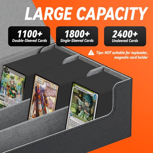 BlissBoard Magic Cards Storage Box, MTG Card Storage, Leather Magnetic Card Storage Box with 8 PCS Card Dividers, Holds 1800+ Sleeved Cards for Magic Commander, MTG, YGO, PKM and Sports Cards