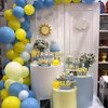 Soonlyn Blue Party Latex Balloons 130 Pcs Baby Blue and Yellow Balloons Garland Arch Kit for Baby Shower Boy Birthday Decorations 18 In 10 In 5 In