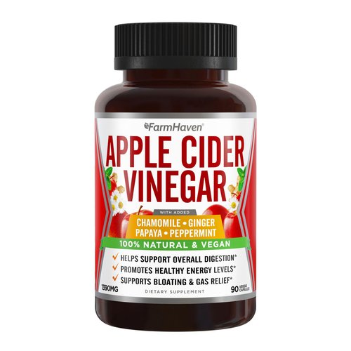 Apple Cider Vinegar Capsules With Ginger, Papaya & Chamomile | 1390mg | Improves Digestion, Energy, Immunity | Soothes Gas & Bloating Issues | Like With Mother | Non-GMO & 100% Natural | 90 Capsules