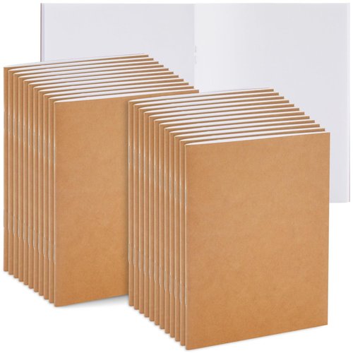 Paper Junkie 24 Pack Blank Journals Bulk Set, Small Kraft Paper Notebooks, Sketchbooks for Kids, Students to Write Stories (4x6 In)