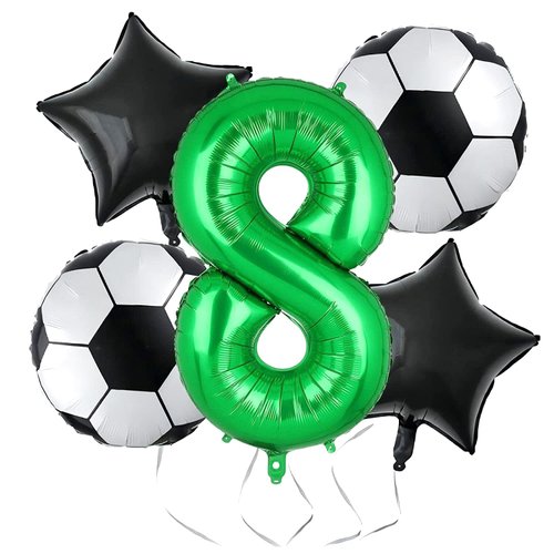 Soccer Balloons 8th Birthday Decorations for Boy, Soccer Birthday Party Balloons World Cup Soccer Sports Theme Party Decorations Supplies Favors Anniversary Decor 32in Foil Mylar Green 8 Balloon