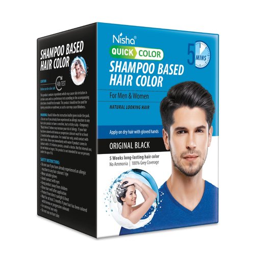 Nisha Quick Black Hair Dye, Black Hair Color Shampoo, No ammonia, Black hair color for gray cover...