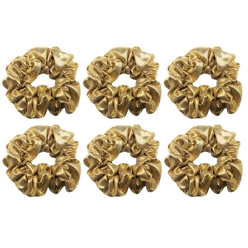 6 Pack Metallic School Performance Hair Scrunchies Slap Bracelet Gilding Ponytail Holder Elastic Hair Bands Scrunchy Hair Ties Hair Accessories for Show/Sleepover Party (Gold)