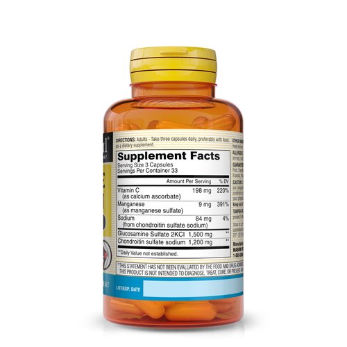 MASON NATURAL Glucosamine Chondroitin 1500/1200 3 Per Day with Vitamin C - Supports Joint Health, Improved Flexibility and Mobility*, 100 Capsules
