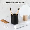 Yew Design Matte Black Toothbrush and Toothpaste Holder and Cup for Bathroom Vanity and Countertop, Round Organizer for Electric Toothbrushes, Floss, Razors, Cotton, and Mouthwash
