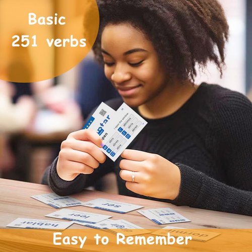 251 Spanish Verbs Learning Flash Cards Flashcards for Beginners & Adult & Children - Spanish to English Flash Cards (251 Spanish Verbs)