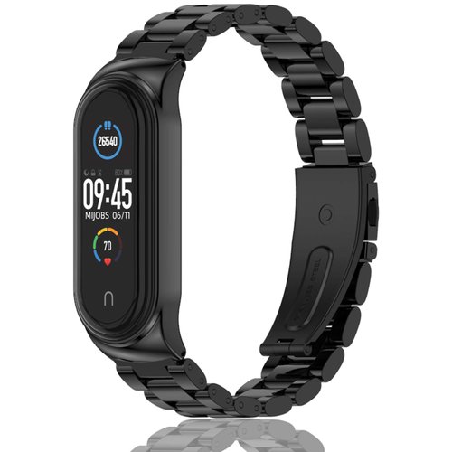 MIJOBS Mi Band 7 Mi Band 6 Strap for Xiaomi Mi Band 5 4 3, Stainless Steel Watch Band Metal Replacement Bracelet Wristband for Mi Smart Band 5