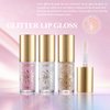 Hulyfw 3Pcs Glitter Lip Oil,Moisturizing Lip Glow Oil Big Brush Head Long Lasting Hydrating Shimmery Transparent,Glass Lip Glow Oil Non-sticky Shiny Primer Plumping Lip Gloss