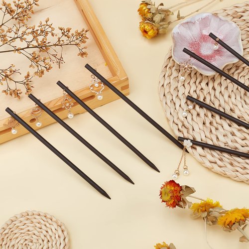PH PandaHall Retro Hair Stick, 8 Styles Chinese Wooden Hair Pins Hair Chopsticks with Pearl Beads Simple Long Hair Fork Decorative Hair Bun Holders for Women Hair Accessories Hair Styling, 8PCS/Set