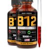 BASIC GREENS Vitamin B12 Sublingual (2 Pack X 2 Fl Oz) - Vegan B12 Methylcobalamin B12 Liquid, Liquid B12, B12 Drops, B 12 Vitamin, Liquid B-12 Vitamin, Cherry Flavor