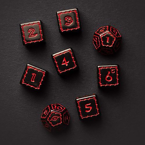 Free League Publishing: The One Ring: Black Dice Set - 8 Engraved Dice, Black with Red Numbers, Tabletop Roleplaying Game Accessory, Lord of The Rings