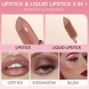 evpct 2 in 1 Nude Brown Glitter Shimmer Shiny lipstick & Liquid Lip Gloss, Metallic Dual Ended Lipstick with Hydrating Lightweight Formula, Shiny Glossy Lip Stick Makeup for Women stay on all Day 03