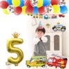Car Party Supplies - Birthday Party Decorations for 5 years old Kids,Contain a Traffic Banner,a Birthday hat,3 Birthday Glasses,8 Foil Balloons,34 Balloons,Great for Kids Birthday Party