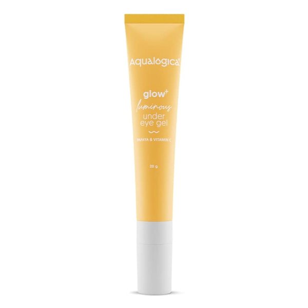 Aqualogica Glow+ Under Eye Gel | Helps Reduce Dark Circles, Puffiness & Wrinkles | Deeply Hydrates Delicate Eye Skin | Enriched with Papaya & Vitamin C | 0.71 Oz/20g