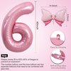 Pink 6 Balloon 40 Inch,Giant Number Balloon Mini Bow Balloon Set for Girl 6th Birthday Party Decorations,Six Years Old Birthday Pink Theme Party Decorations,Pink Foil Mylar Birthday Digital Balloon