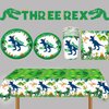 BIGKEOKI Three Inspired Rex Birthday Plates 40pcs Dinosaur Birthday Party Paper Plates Dinosaur Birthday Party Supplies 3 Year Old Boy Three Dino-Rex Birthday Party Decorations for Boys Dino Bday