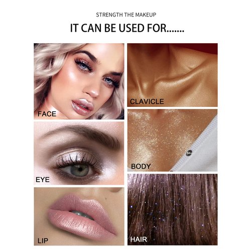 Glitter Powder Highlighter Makeup, Body Brightens the Natural Three-Dimensional Face Blusher Fairy Highlight Patting Powder. (01#White Moonbeam)