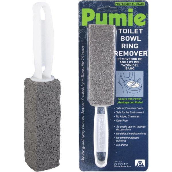PUMIE Toilet Bowl Ring Remover, TBR-6, Pumice Stone with Handle, Removes Unsightly Toilet Rings and Stains from Toilets; Sinks; Tubs; Showers, Safe for Porcelain, Pack of 3