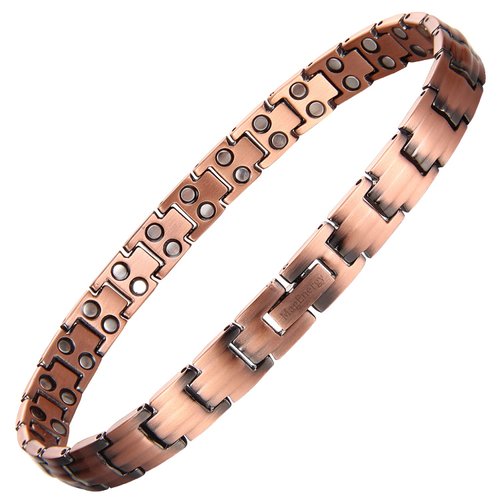 MagEnergy Copper Bracelets for Women 99.9% Pure Copper Magnetic Link Bracelet, 8.5 inches Adjustable Bracelet Jewelry Gifts with Sizing Tool(Plain Style)