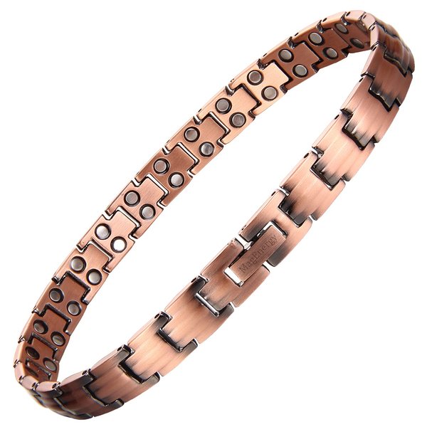 MagEnergy Copper Bracelets for Women 99.9% Pure Copper Magnetic Link Bracelet, 8.5 inches Adjustable Bracelet Jewelry Gifts with Sizing Tool(Plain Style)