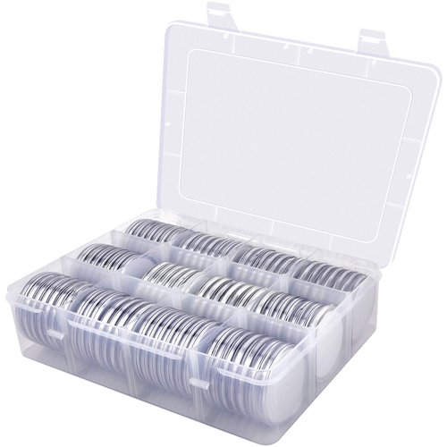 84 Pieces 46 mm Coin Capsules, with Foam Gasket and Plastic Storage Organizer Box, Coins Holder Collector Case for Coin Collection Supplies 6 Sizes (20/25/27/30/38/46mm) - Transparent