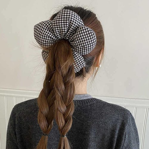 Checkered Scrunchies Hair Ties Hair Accessories for Women,Hair Ties Hair Bun Maker Scrunchies for Thick Thin Hair,Hair Clips for Women,Women's Hair Band High Ponytail Headband