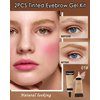 Tinted Eyebrow Gel Kit-2PCS Blonde Thickening Brow gel para cejas,Brow Fillers,Fast Definitio Brow Glue,Natural Long Lasting Waterproof Eyebrow Makeup Gift for Women with 2 Eyebrow Brushes-Set 01