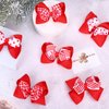 Whaline 6Pcs Red White Christmas Hair Bow Clips Red Plaid Stripe Dot Hair Barrettes Grosgrain Ribbon Alligator Clips for School Hair Accessories Xmas Party, 3 Styles