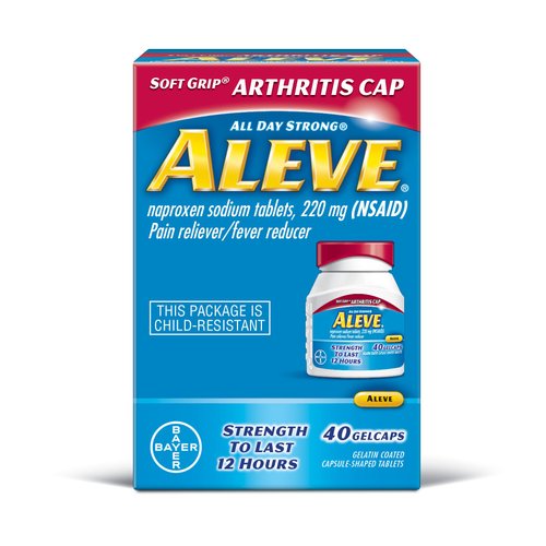 Aleve Soft Grip Arthritis Cap Gelcaps, Naproxen Sodium 220 mg (NSAID), Pain Reliever/Fever Reducer, #1 Orthopedic Surgeon Recommended, 40 Count