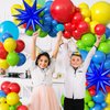 Red Blue Yellow Green Balloon Arch Kit, Carnival Circus Balloon Garland Kit with Star Foil Balloons Blue Yellow Green Balloons Party Supplies for Birthday Party Carnival Party Video Game Party