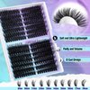 Lash Clusters Kit Fluffy Eyelash Extension Kit 100D 120D Mixed Lash Extension Kit D Curl Cluster Eyelash Extensions Kit 280 Pcs Thick Volume Eyelash Clusters Cat Eye Individual Lashes by Lanflower