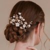 Soulshow 3 Pieces Vintage Pearl Gold Bridal Hair Pins for Women Handmade New Material Polymer Clay Flower Wedding Hair Pins Bridal Hair Accessories