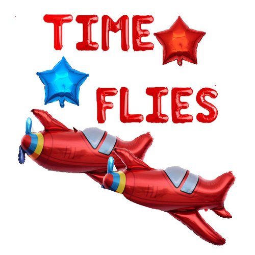 Airplane Birthday Party Decorations Time Flies Balloons Airplane Foil Balloons for Baby Shower Boys Girls Kids 1st 2nd 3rd Themed Party Decorations Supplies