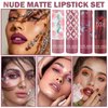 QIUFSSE 4PCS Matte Nude Lipstick Set Natural Moisturizing Red Lipstick Long-lasting Waterproof Lip Stain Velvet Lipstick Set Nude Lip Makeup for Women-03 Pink,06 Rose Bean Paste,07 Fuchsia,08 Dark Red