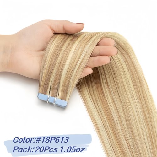 Tape In Hair Extensions Human Hair 14 Inch,Invisible Tape In Hair Extensions Human Hair 20pcs 30g,Seamless Adhesive Tape Ins Human Hair Extensions Straight Skin Weft Real Soft Silky Tape-in Human Hair