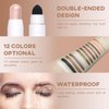 LOKFAR Cream Eye-Shadow Stick, Waterproof Cream Eyeshadow Pen Rotatable Creamy Eye Shadow Pencil Crayon, Matte and Shimmer Eyeshadow Makeup Stick with Sponge Smudger (08# Rose Gold Shimmer)