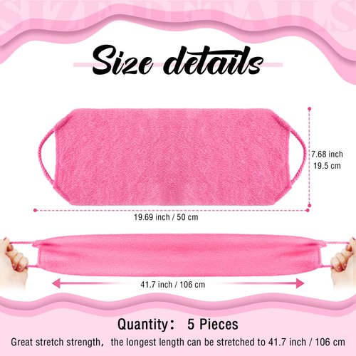 5 Pcs ​Back Scrubber for Shower Exfoliating Body Scrubber Exfoliating with Handles Washcloth Towel Pull Strap Shower Scrubber for Body Cleans Skin Massages for Women Men One Size