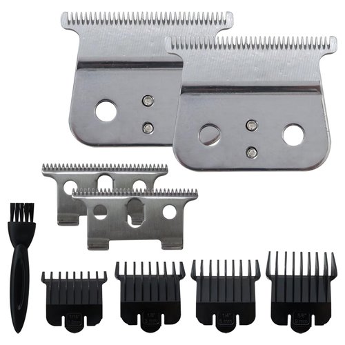 WELURE 2 Pack T Liner Clipper and Trimmer Blades Replacement for Andis GTX, GTO, GO, SL and SLS Models - Silver