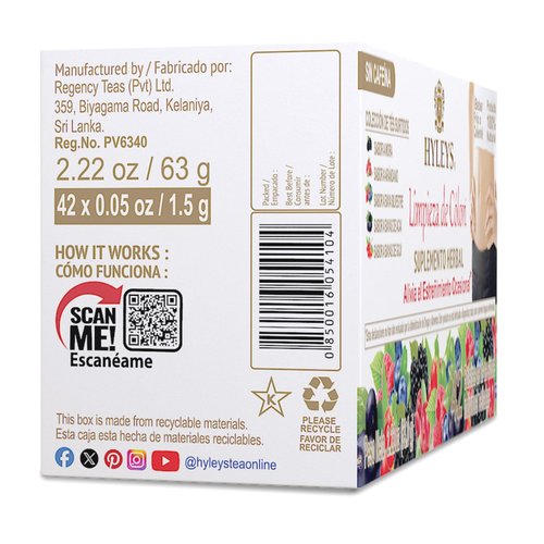 Hyleys Colon Cleanse Tea Assorted Flavors - 42 Tea Bags (1 Pack)